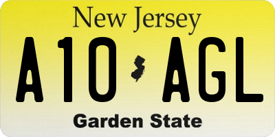 NJ license plate A10AGL