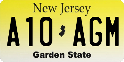 NJ license plate A10AGM