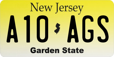 NJ license plate A10AGS