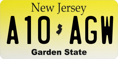 NJ license plate A10AGW