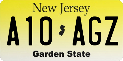 NJ license plate A10AGZ