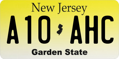 NJ license plate A10AHC