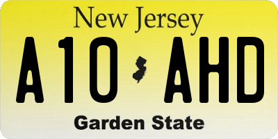 NJ license plate A10AHD