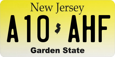 NJ license plate A10AHF