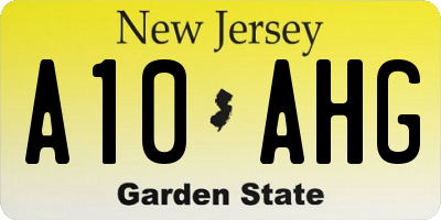 NJ license plate A10AHG