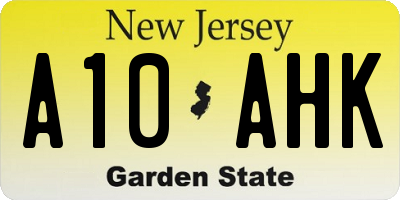 NJ license plate A10AHK