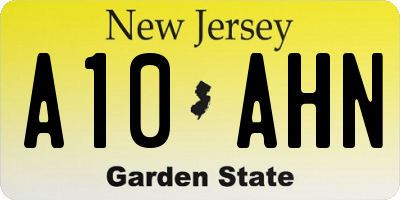 NJ license plate A10AHN
