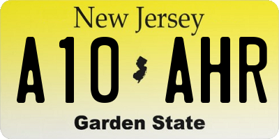 NJ license plate A10AHR