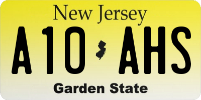 NJ license plate A10AHS