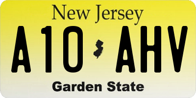 NJ license plate A10AHV