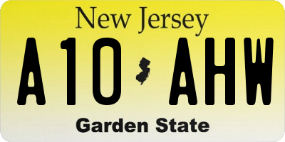 NJ license plate A10AHW