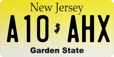 NJ license plate A10AHX