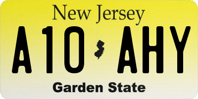 NJ license plate A10AHY