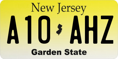 NJ license plate A10AHZ