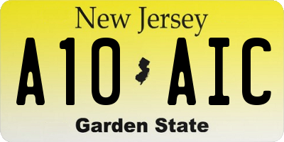 NJ license plate A10AIC