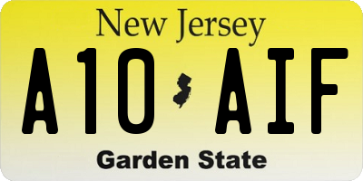 NJ license plate A10AIF