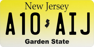 NJ license plate A10AIJ