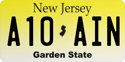 NJ license plate A10AIN