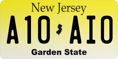 NJ license plate A10AIO