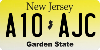 NJ license plate A10AJC