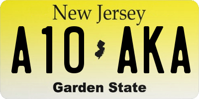 NJ license plate A10AKA