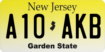 NJ license plate A10AKB