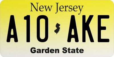 NJ license plate A10AKE