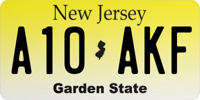 NJ license plate A10AKF