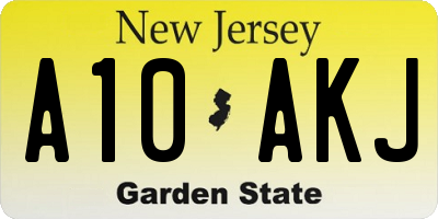 NJ license plate A10AKJ