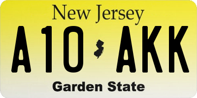 NJ license plate A10AKK