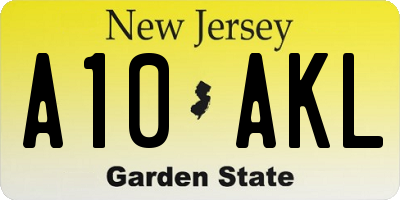 NJ license plate A10AKL