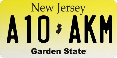 NJ license plate A10AKM