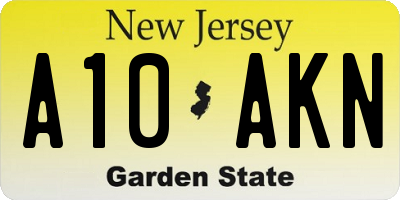 NJ license plate A10AKN