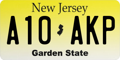 NJ license plate A10AKP