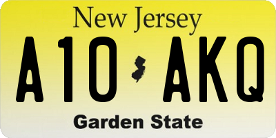 NJ license plate A10AKQ