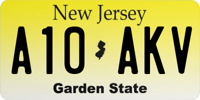 NJ license plate A10AKV