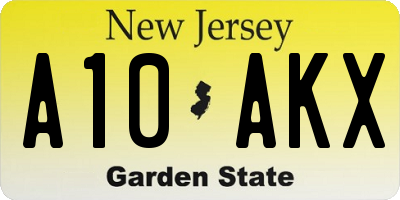 NJ license plate A10AKX