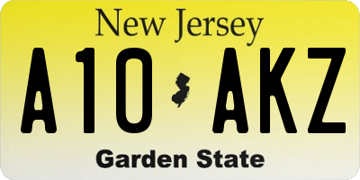 NJ license plate A10AKZ