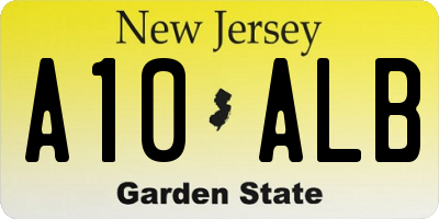 NJ license plate A10ALB