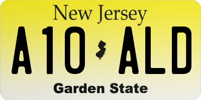 NJ license plate A10ALD