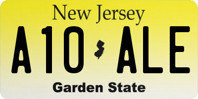 NJ license plate A10ALE