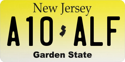 NJ license plate A10ALF