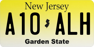 NJ license plate A10ALH