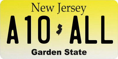 NJ license plate A10ALL