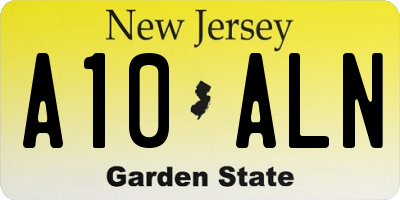NJ license plate A10ALN