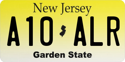 NJ license plate A10ALR