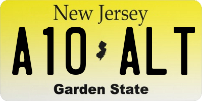 NJ license plate A10ALT