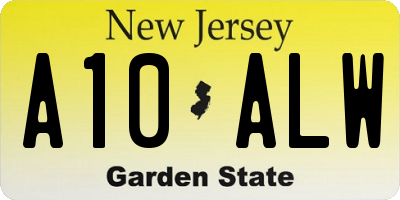 NJ license plate A10ALW