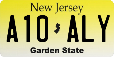 NJ license plate A10ALY