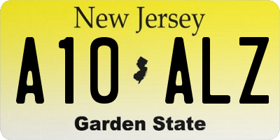 NJ license plate A10ALZ